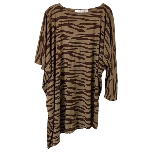 Badgley Mischka American Glamour One Sleeve Tiger Print Microsuede Poncho M - Picture 1 of 7
